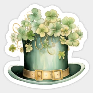 Gold and Green Leprechaun Top Hat with Clover Sticker